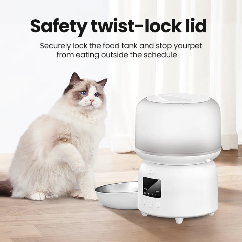 3L Smart WiFi Automatic Pet Feeder with Button Control and Remote Feeding