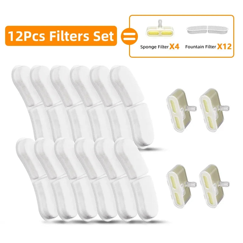 Cat Water Dispenser Replacement Filters - Carbon Sponge Filters for Wireless Pet Fountains