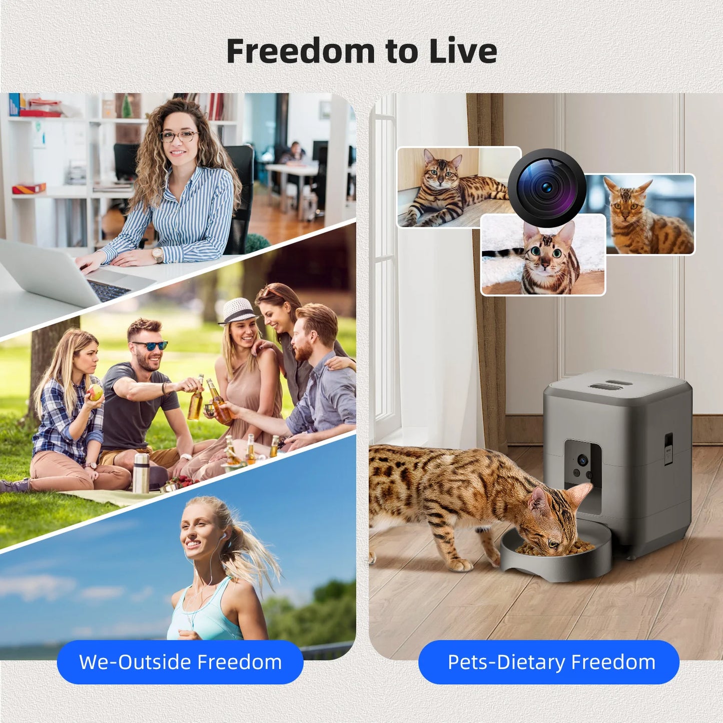 Smart Wi-Fi Pet Feeder with Camera - 2L Automatic Food Dispenser for Dogs & Cats