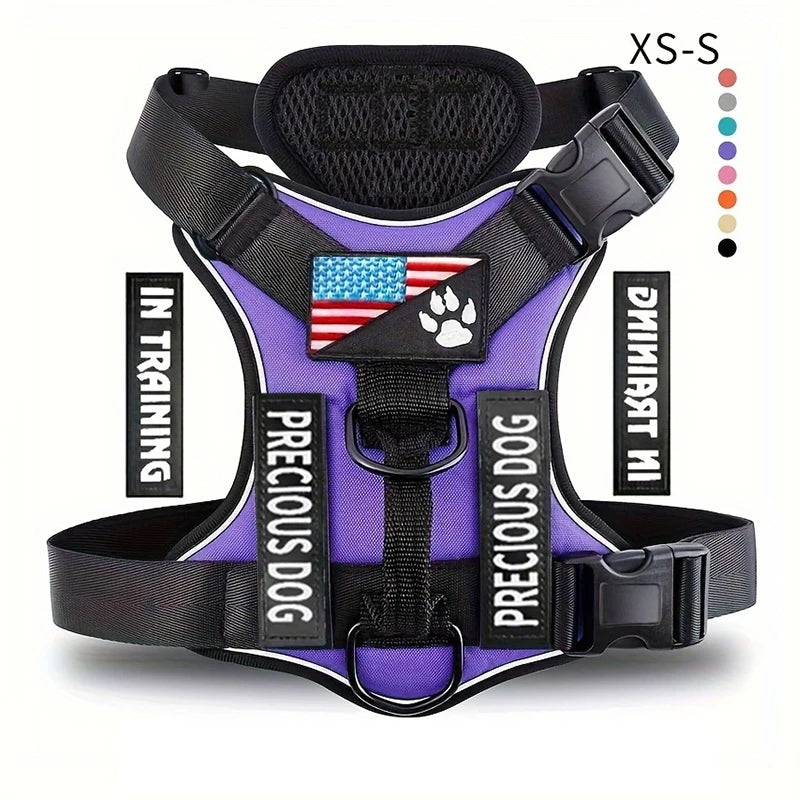 Reflective Dog Vest Harness with 5 Customisable Patches