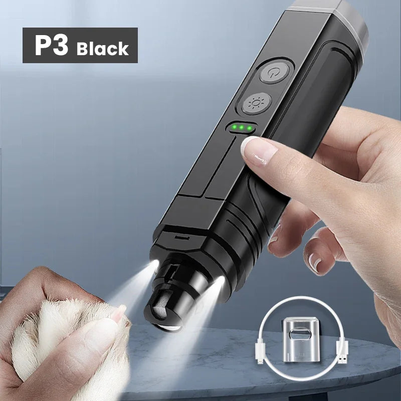 Electric Pet Nail Grinder with LED Light - Rechargeable Grooming Tool