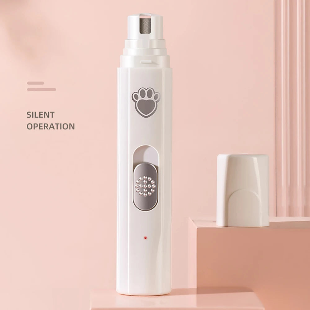 Wireless Electric Pet Nail Grinder with LED Light - USB Rechargeable Silent Trimmer