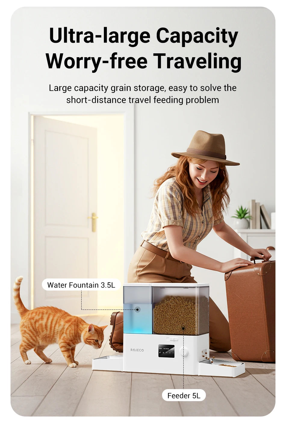 8.5L Automatic Pet Feeder with Water Fountain - WiFi Remote Control Smart Dispenser