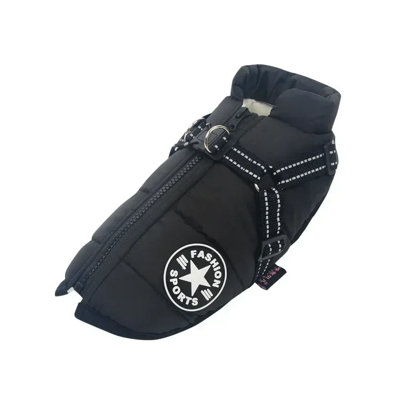 Waterproof Fleece Dog Jacket with Harness