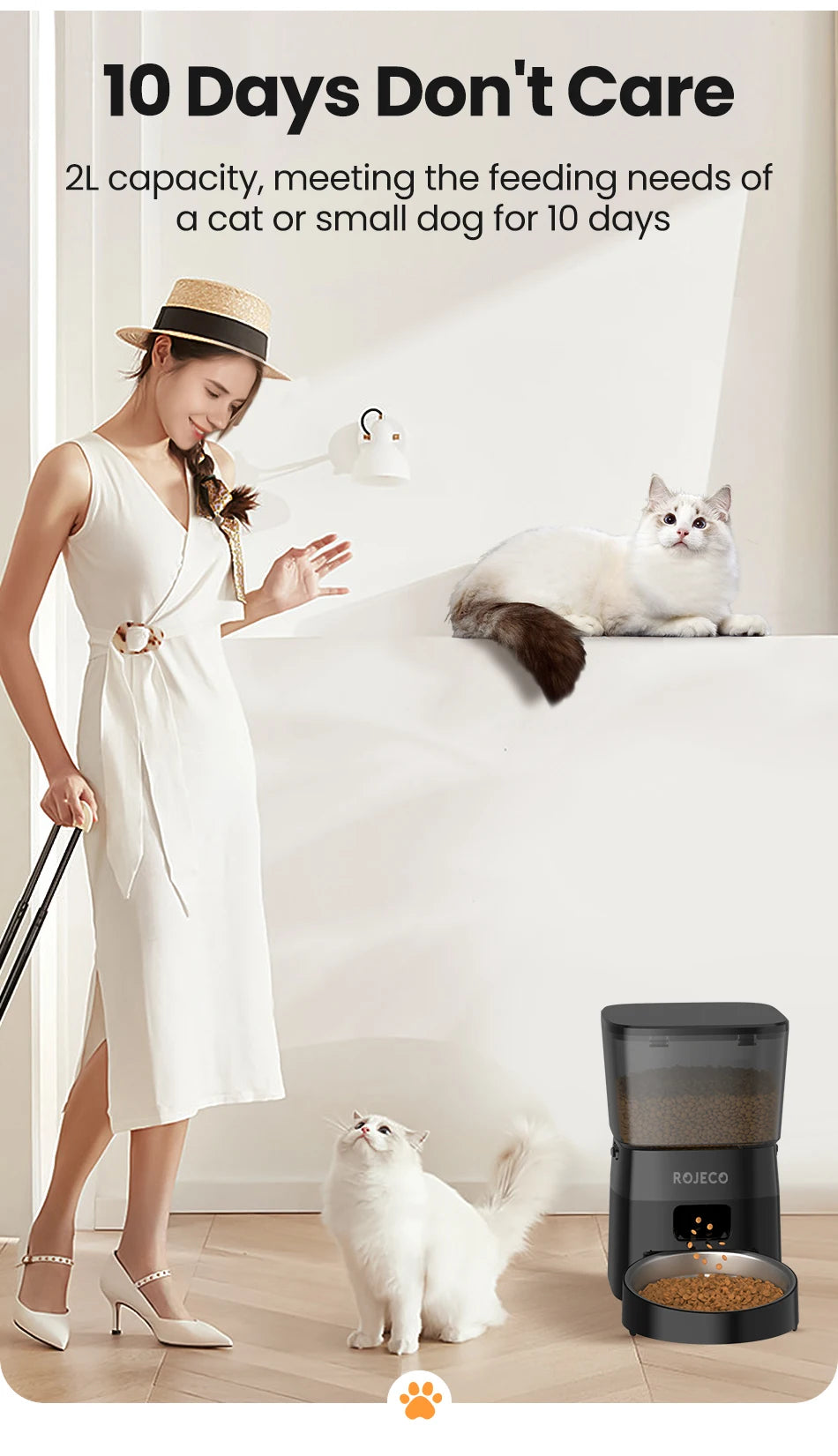 Smart Automatic Cat Feeder with Button Control and Kibble Dispenser
