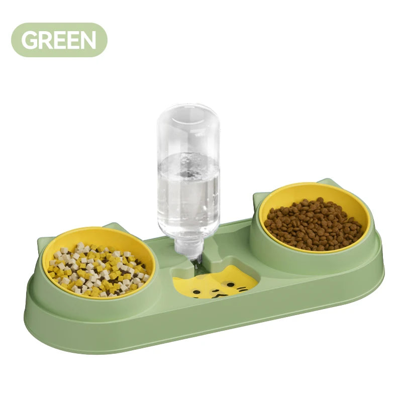 3-in-1 Pet Bowl Set with Automatic Water Dispenser and Dual Feeding System
