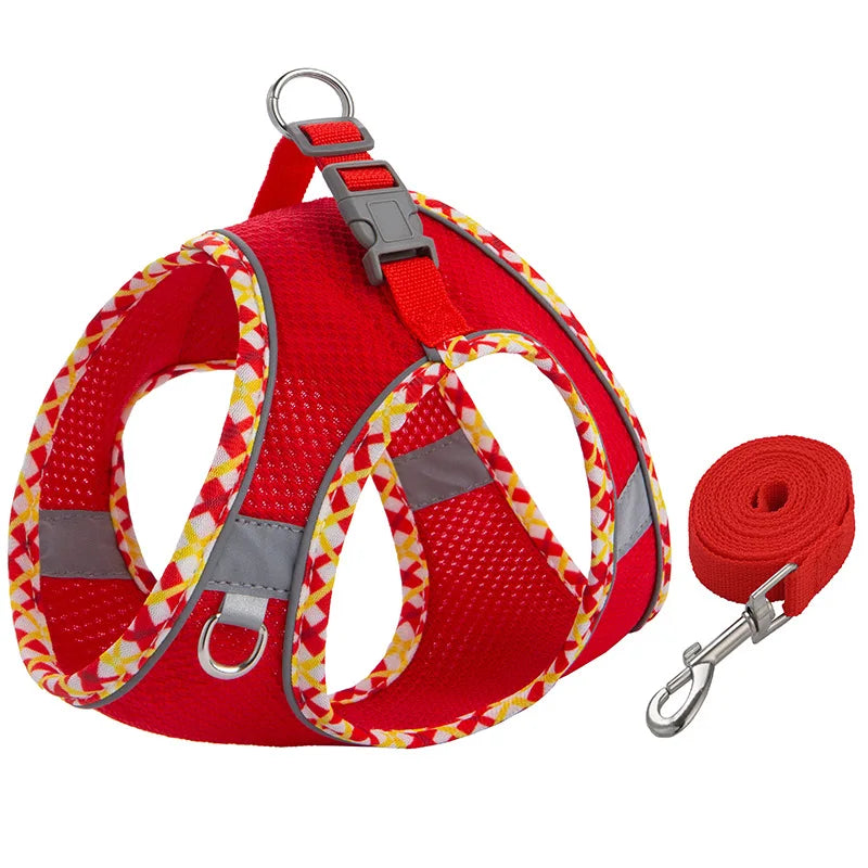 Reflective Pet Harness and Leash Set - Comfortable Vest for Small to Medium Dogs