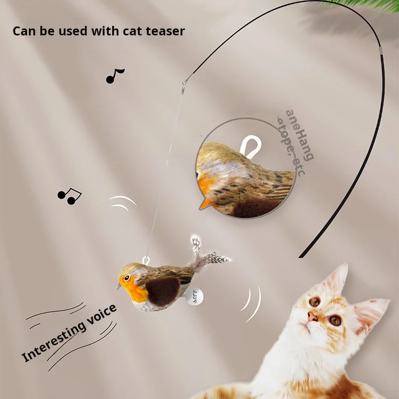 Interactive Bird Sound Cat Toy - Plush Hanging Teaser with Realistic Calls