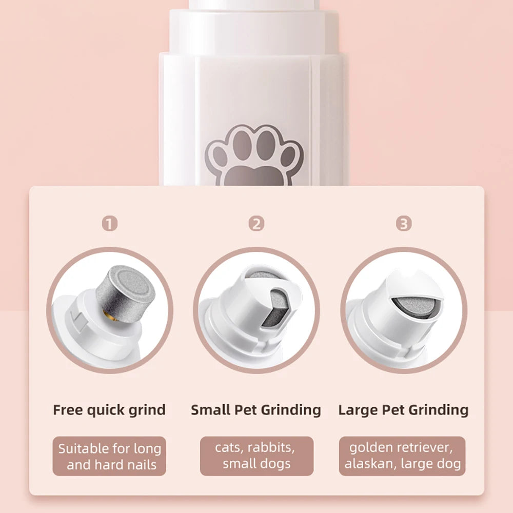Wireless Electric Pet Nail Grinder with LED Light - USB Rechargeable Silent Trimmer