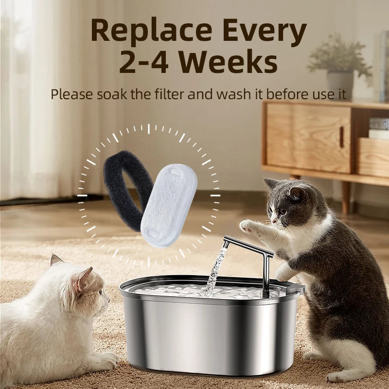Activated Carbon Water Fountain Filters for 3.2L Stainless Steel Pet Fountains