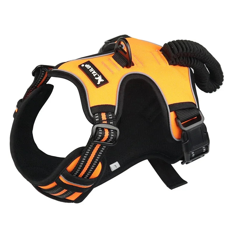 No-Pull Reflective Nylon Dog Harness for Strong Pullers