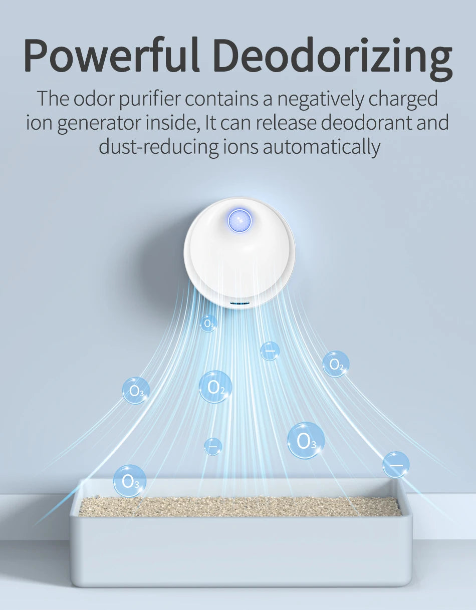 4000mAh Smart Cat Litter Box Odor Purifier with Automatic Deodorizing