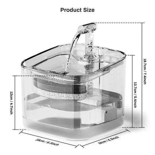 2.2L Silent Pet Water Fountain with Visible Filtration - Automatic Dispenser for Cats & Dogs