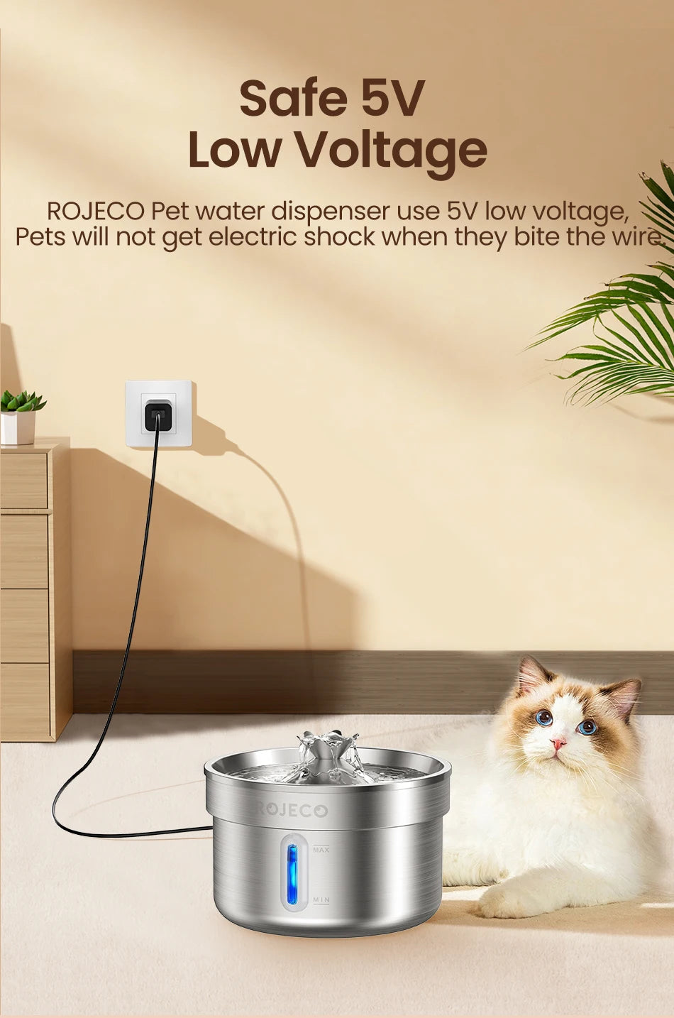 Stainless Steel Pet Water Fountain - Rechargeable Automatic Drinking Fountain for Dogs & Cats