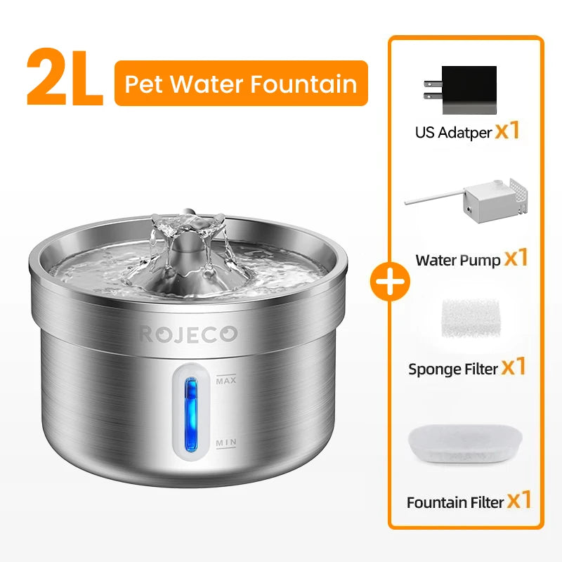 Stainless Steel Pet Water Fountain - Rechargeable Automatic Drinking Fountain for Dogs & Cats