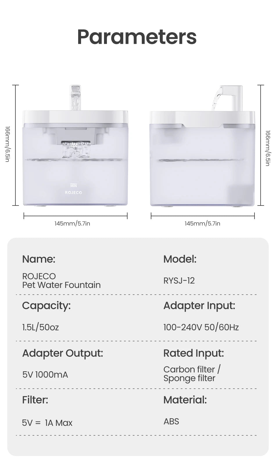 Transparent Smart Cat Water Fountain with Automatic Purifier System
