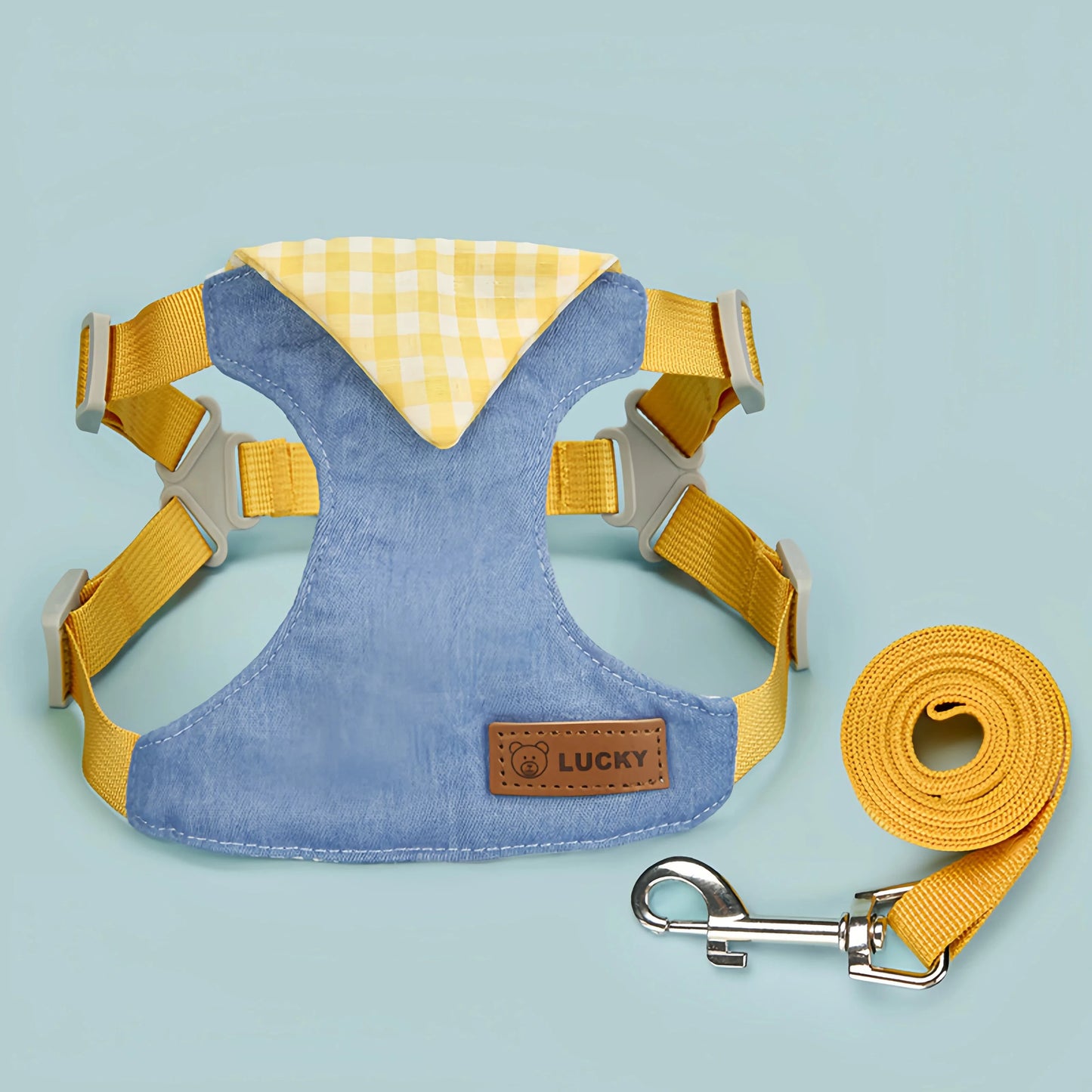 Denim No-Pull Harness & Leash Set for Dogs & Cats
