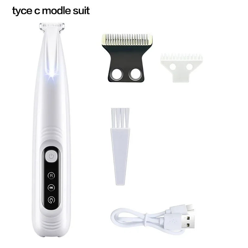 Cordless Dog Paw Trimmer with LED Light — Waterproof, 18mm Blade, LED Display