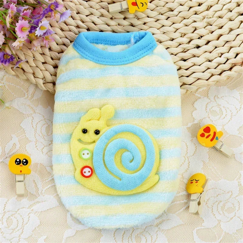 Cartoon Print Plush Vest for Small Animals & Kittens