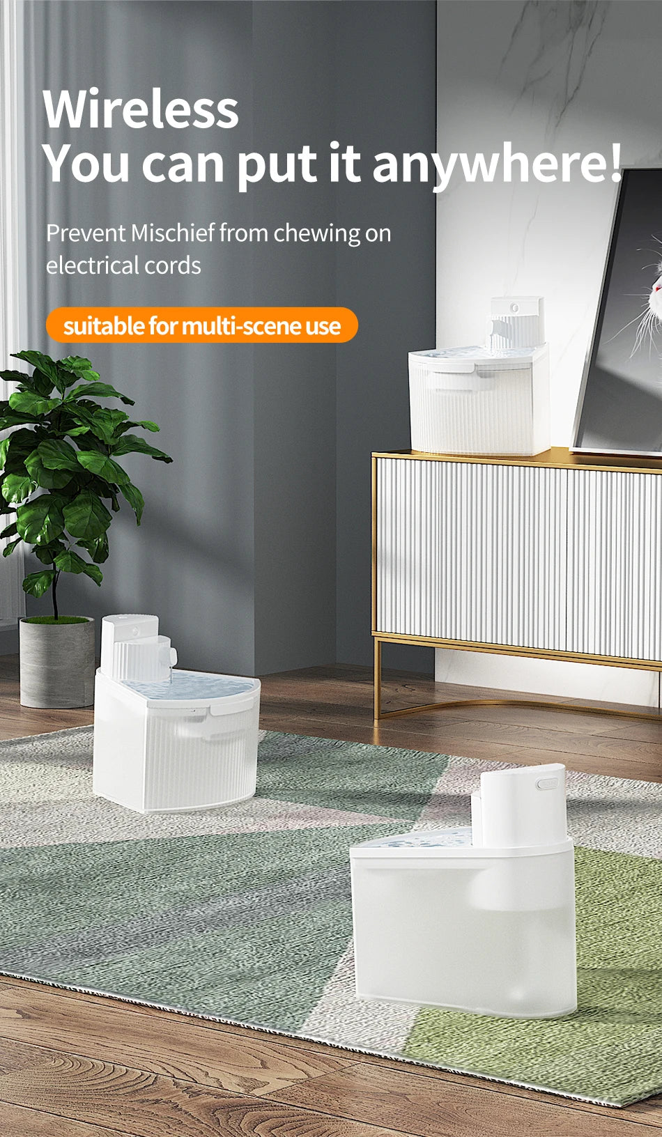 Wireless Smart Cat Water Fountain with Sensor Technology