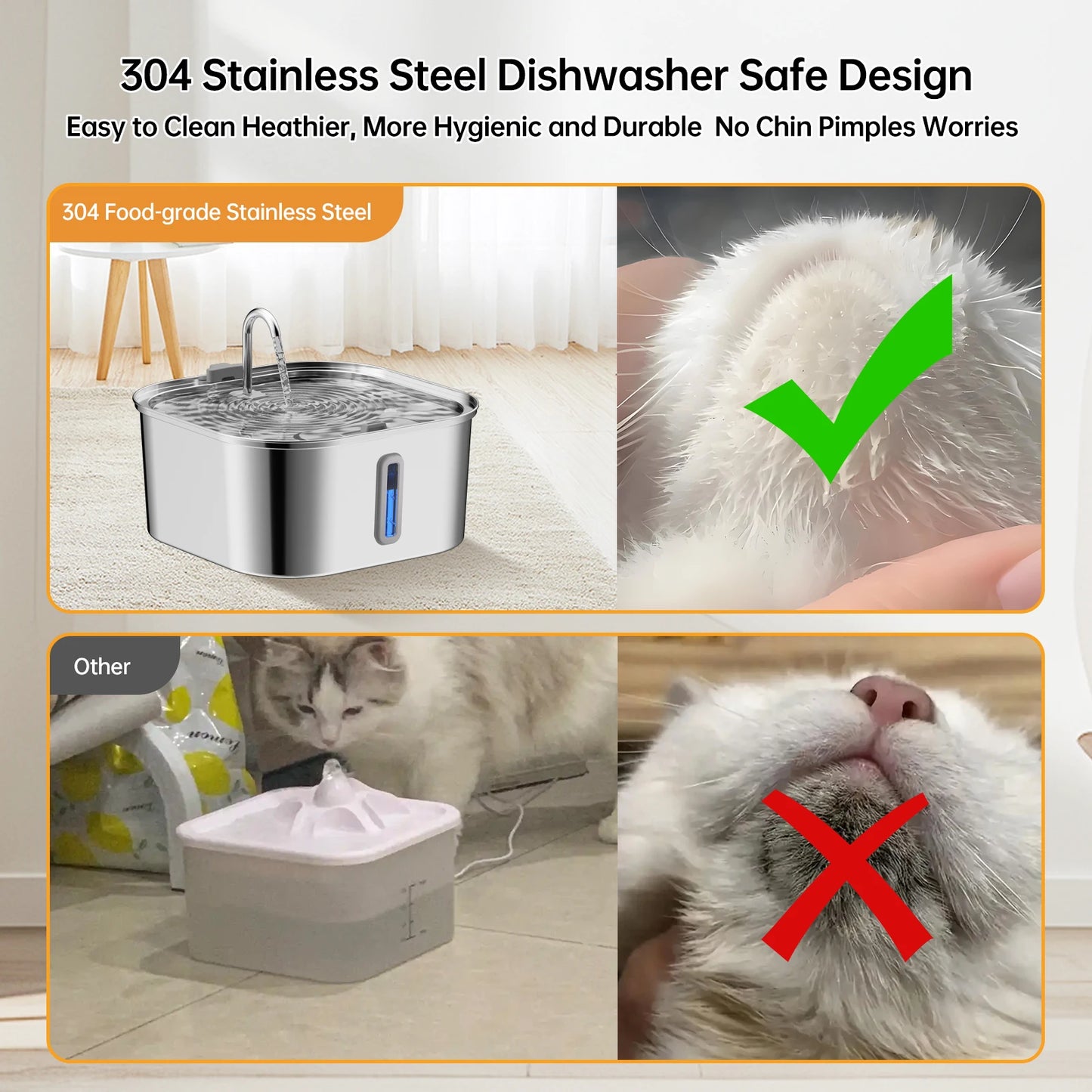 Large Pet Water Fountain - 7L Stainless Steel Automatic Dispenser with Silent Operation