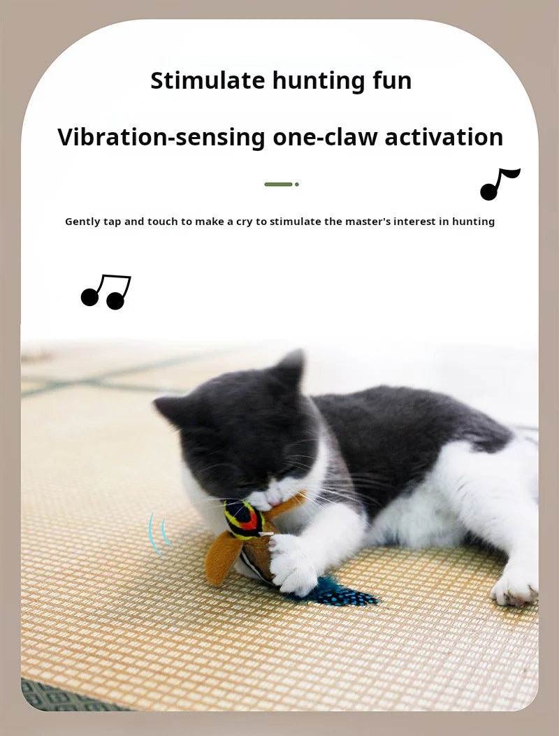 Interactive Bird Sound Cat Toy - Plush Hanging Teaser with Realistic Calls