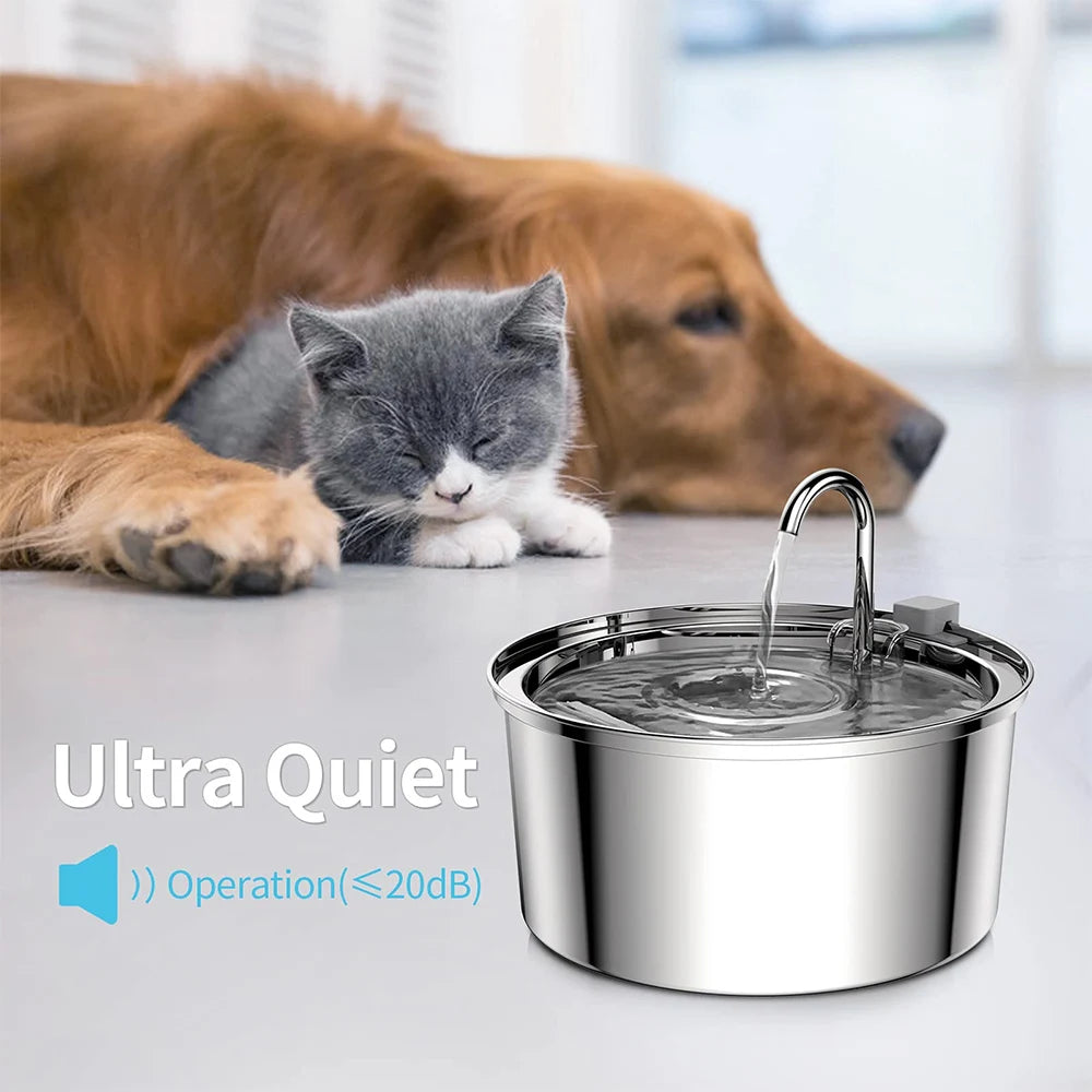 USB Electric Pet Water Fountain - Stainless Steel Silent Filter Fountain