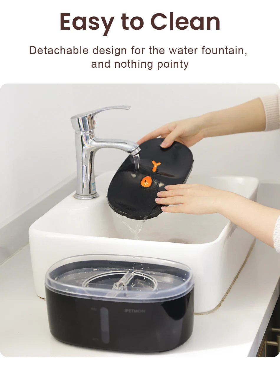 Automatic Cat Water Fountain with Dual Bowls - Wireless Pet Water Dispenser