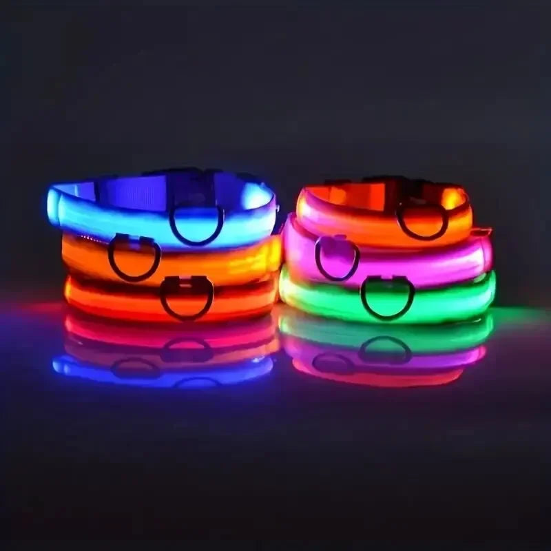 LED Dog Collar - Rechargeable Safety Light for Night Walking