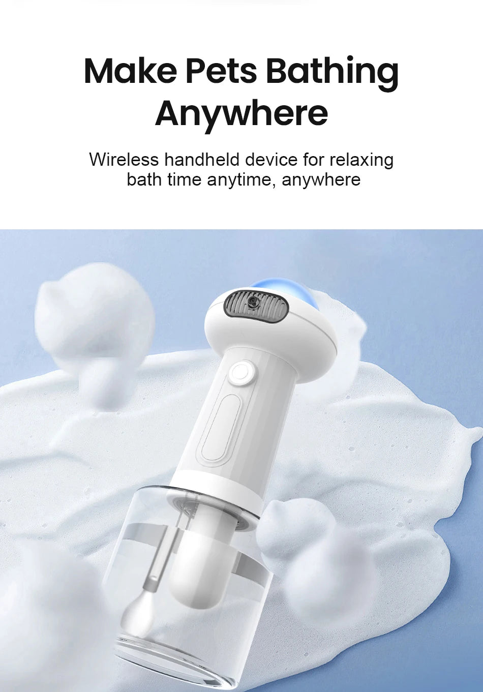 Automatic Pet Foam Machine - Wireless Waterproof Shampoo Dispenser for Dogs & Cats