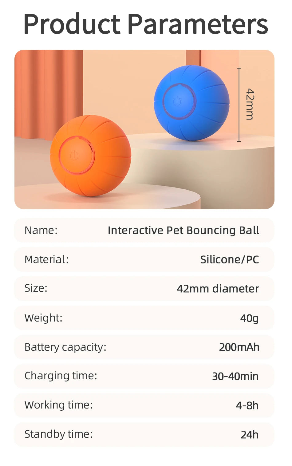 Smart Automatic Bouncing Cat Ball - Interactive LED Self-Moving Pet Toy