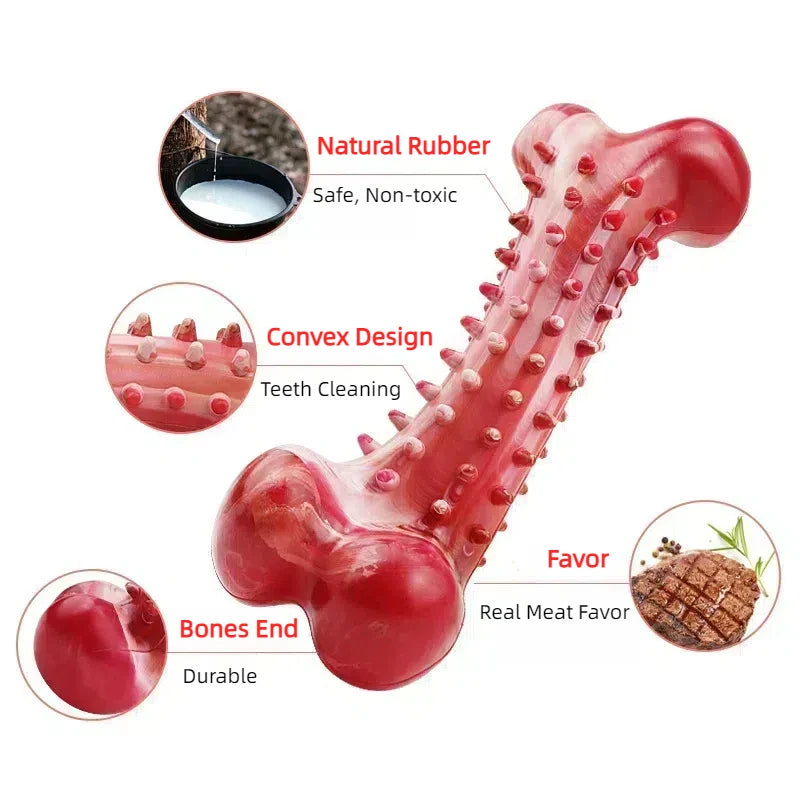 Ultra-Tough Chew Toys for Large Dogs - Beef Flavored Dental Cleaning Bones