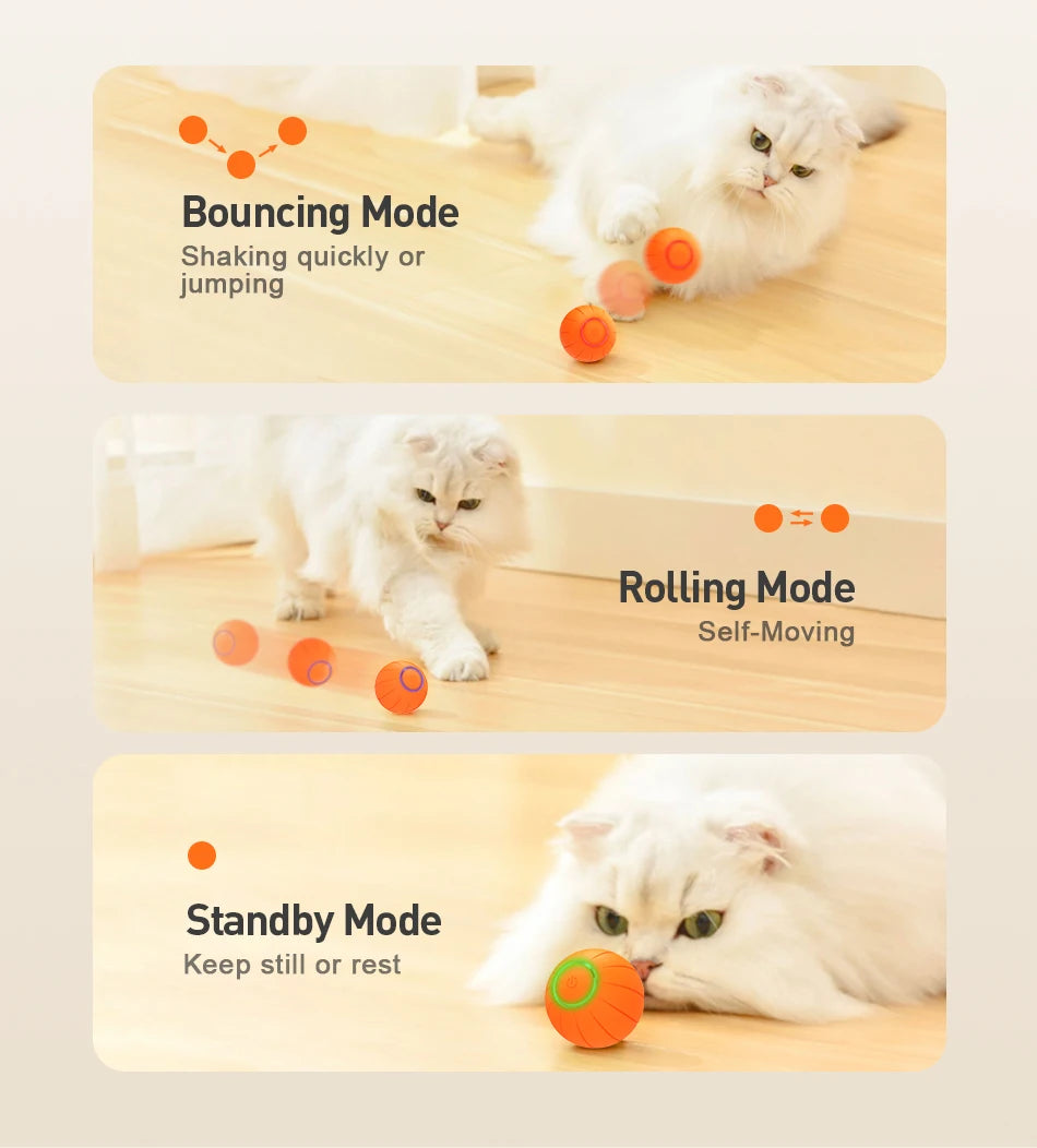 Smart Automatic Bouncing Cat Ball - Interactive LED Self-Moving Pet Toy