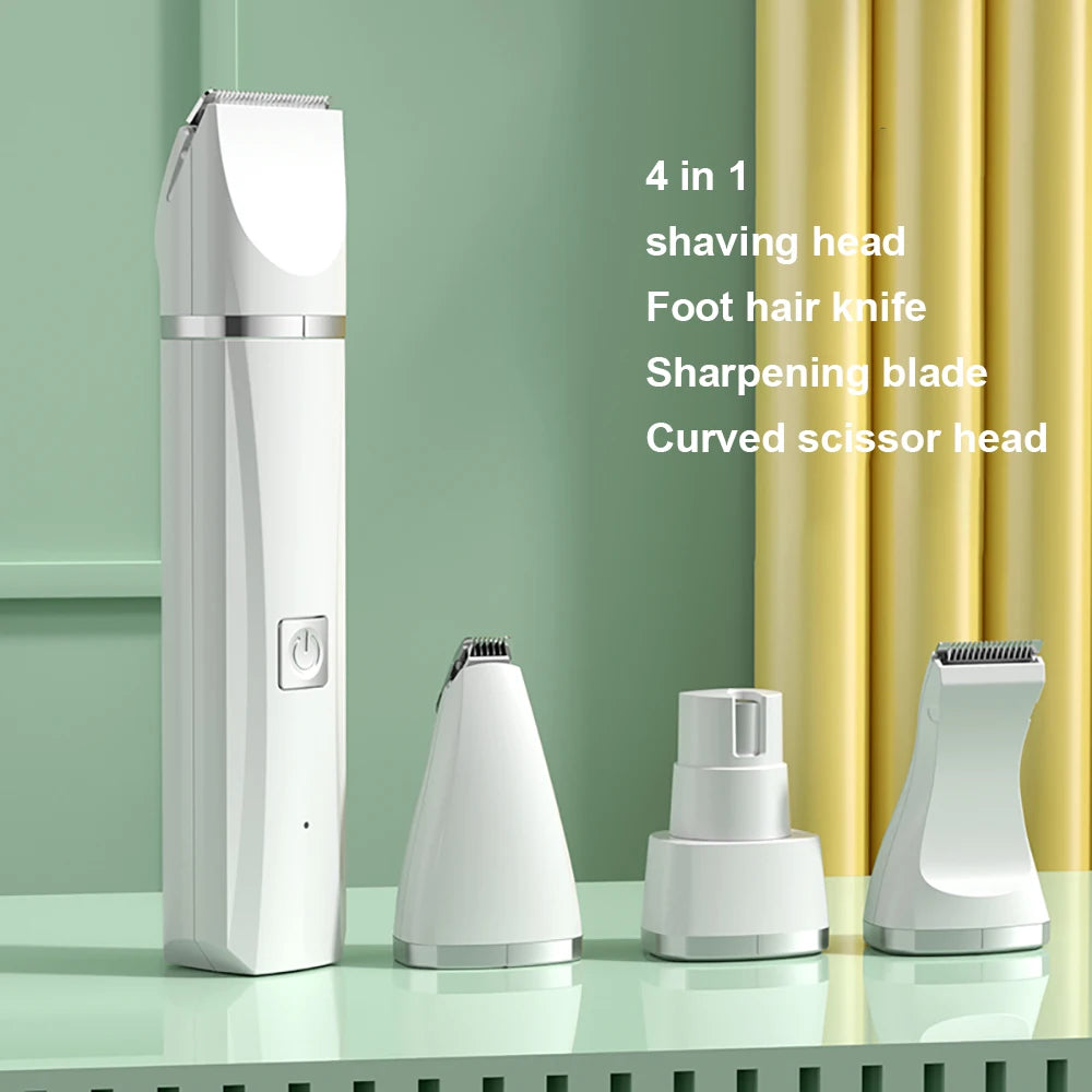 Professional 4-in-1 Pet Grooming Kit - Cordless Hair Clipper and Nail Trimmer Set