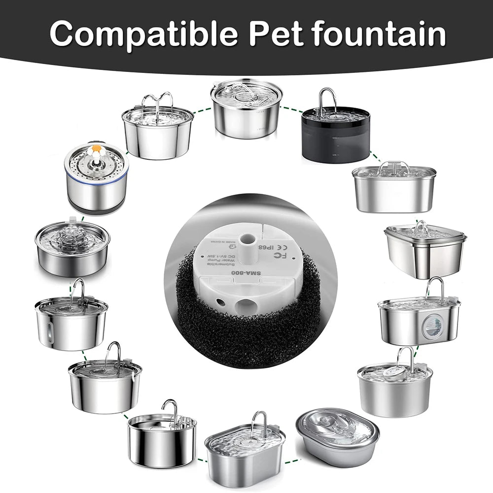 Ultra-Quiet USB Water Pump for Pet Fountains - SMA-800 Replacement Pump