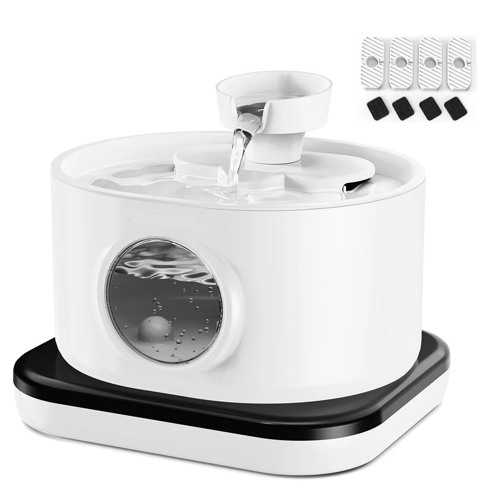Wireless Pet Water Fountain with Filtration - 2.8L Silent Rechargeable Dispenser