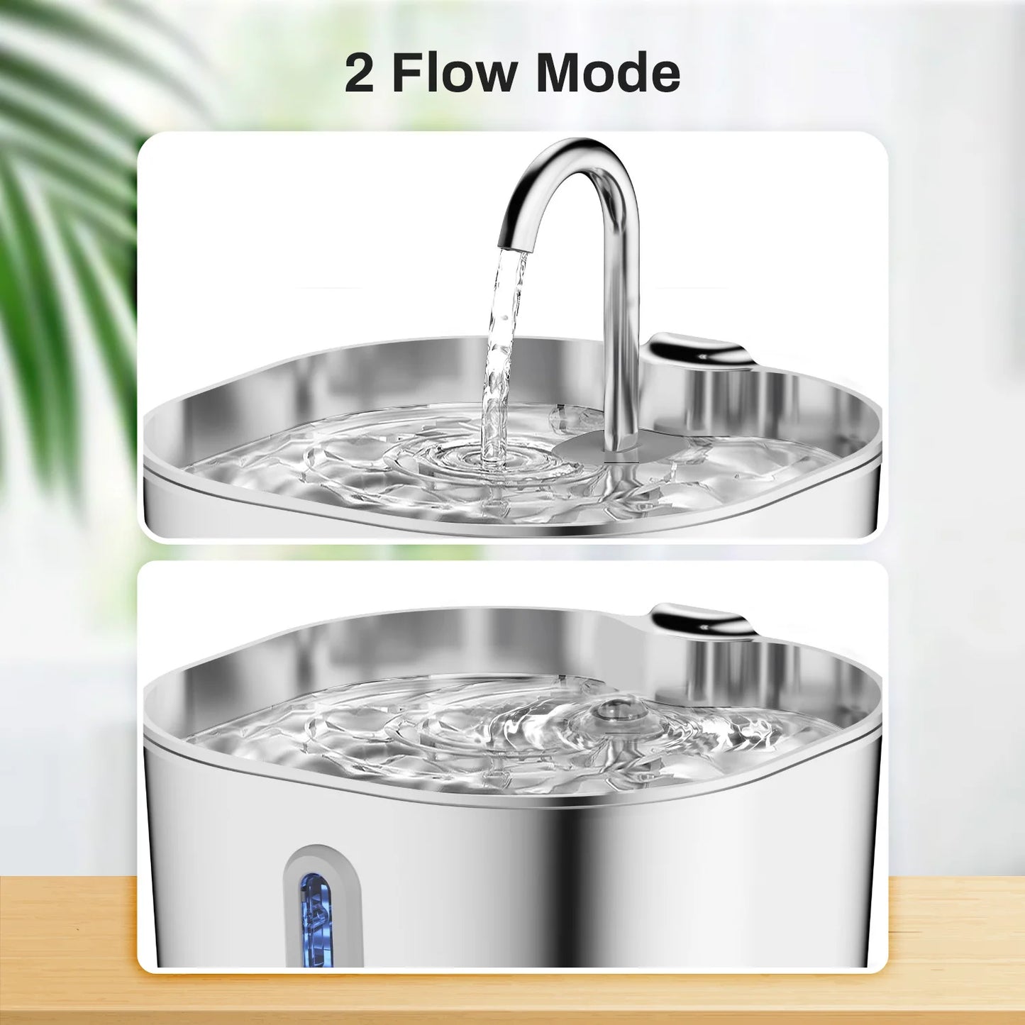 2.2L Automatic Pet Water Fountain - Stainless Steel Silent Water Dispenser with Window