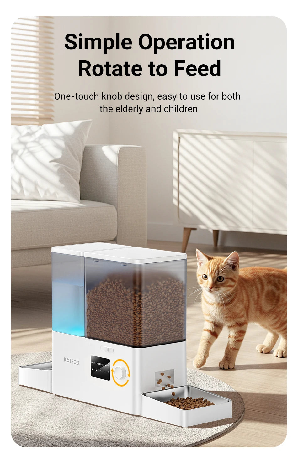 8.5L Automatic Pet Feeder with Water Fountain - WiFi Remote Control Smart Dispenser