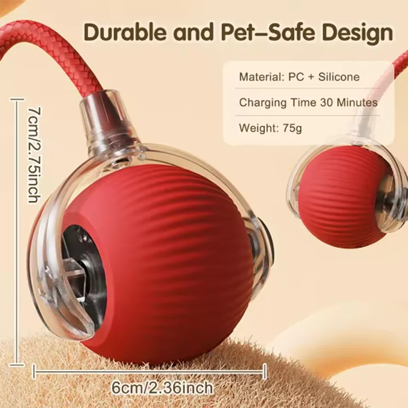 Cat Interactive Ball Toy - Automatic Rolling Ball with Tail