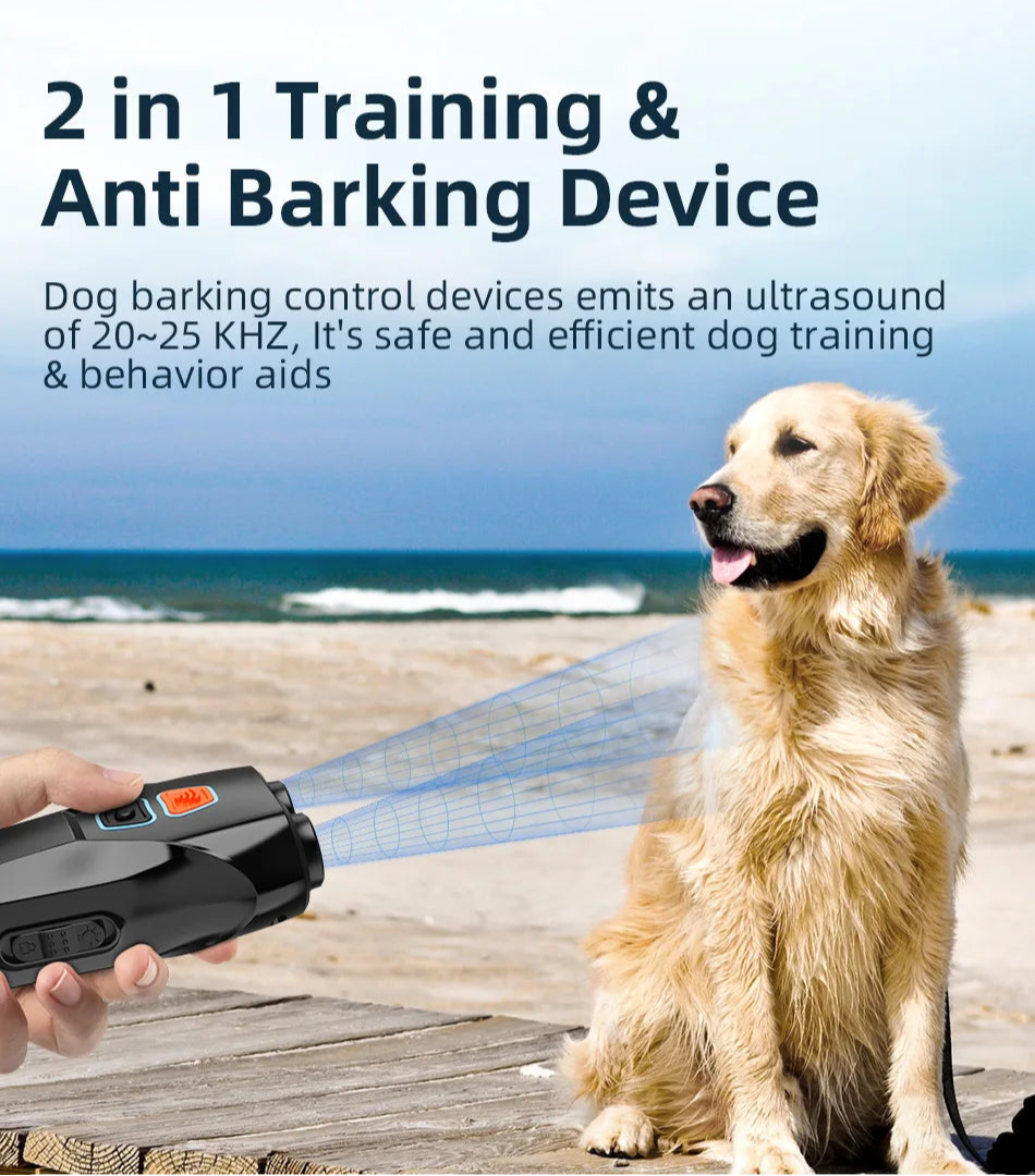 Ultrasonic Dog Training Device with Anti-Barking Technology and LED Flashlight