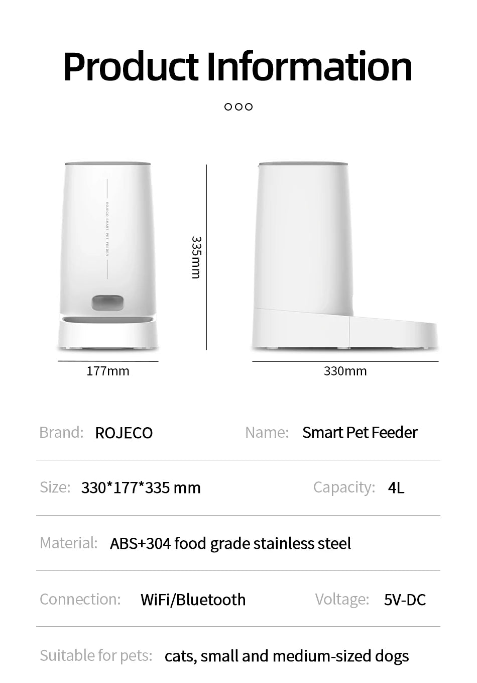 Smart WiFi Automatic Cat Feeder with Remote Control
