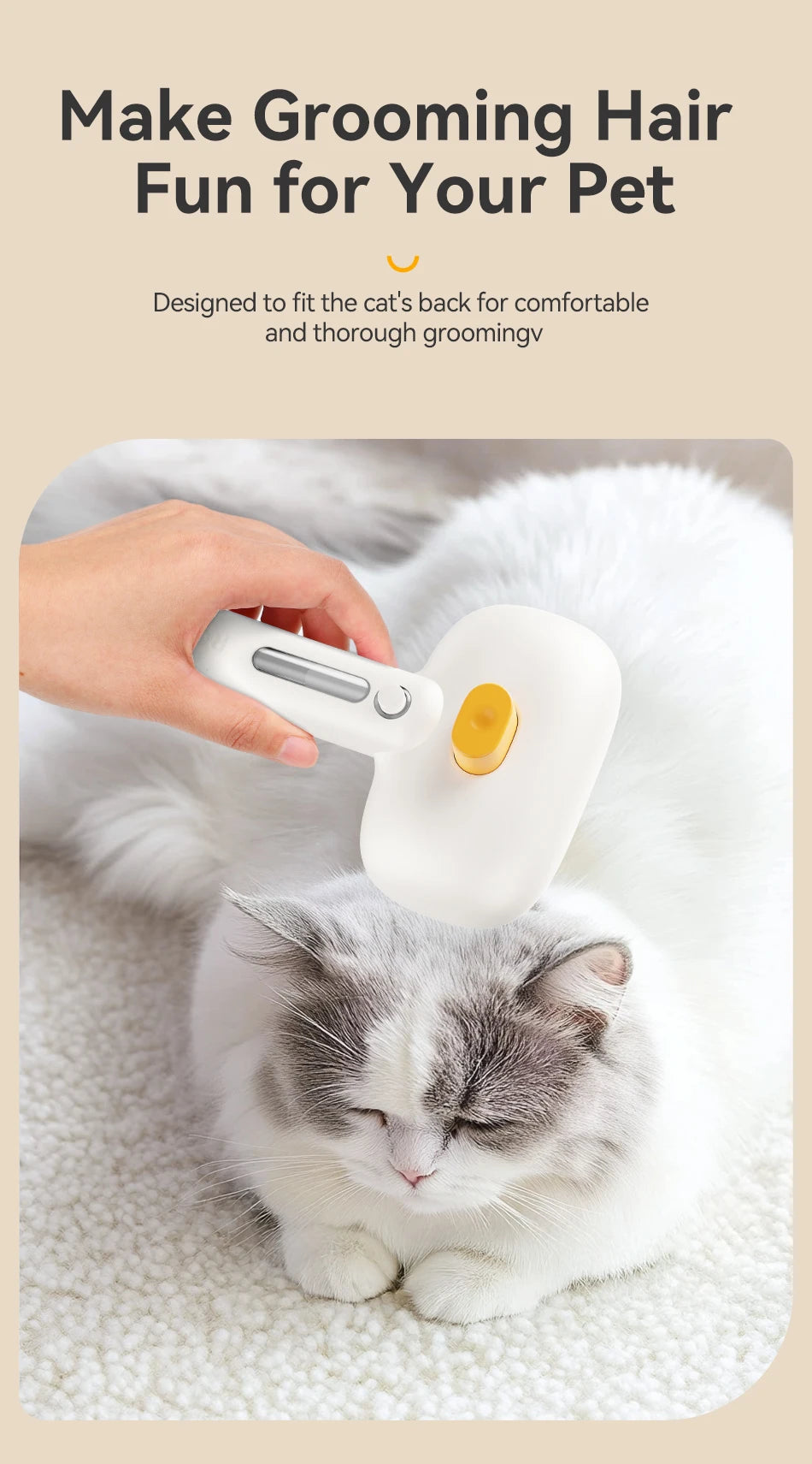 Pet Steam Comb - Electric Spray Brush for Dog & Cat Hair Removal and Grooming