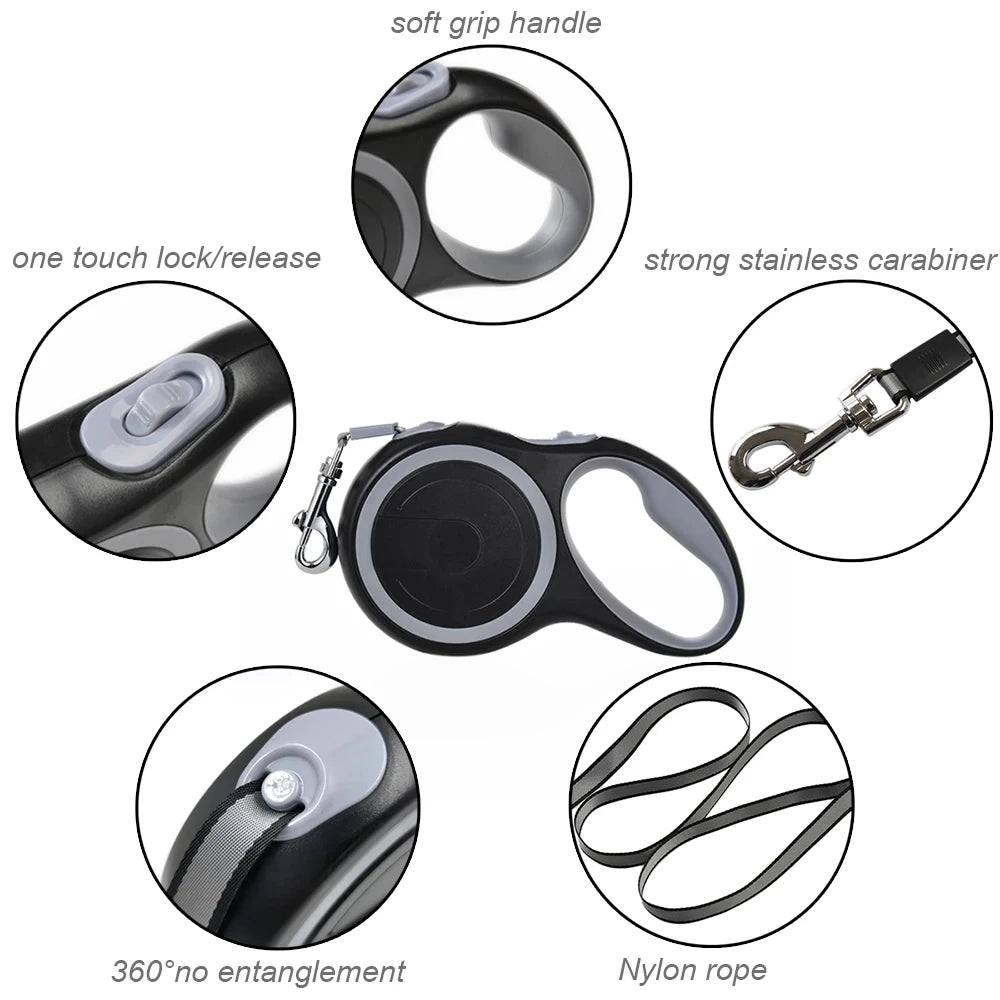 Retractable Dog Leash - Adjustable 3m/5m Length for All Dog Sizes