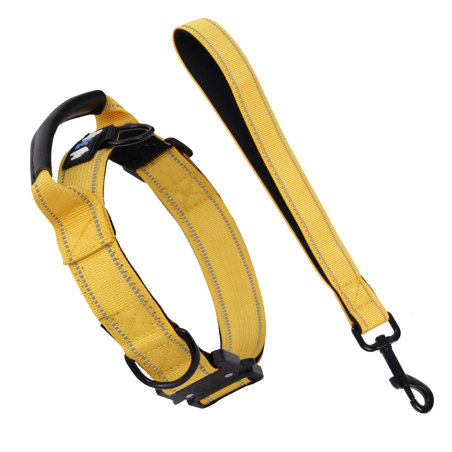 Tactical Dog Collar with Leather-Wrapped Leash Handle