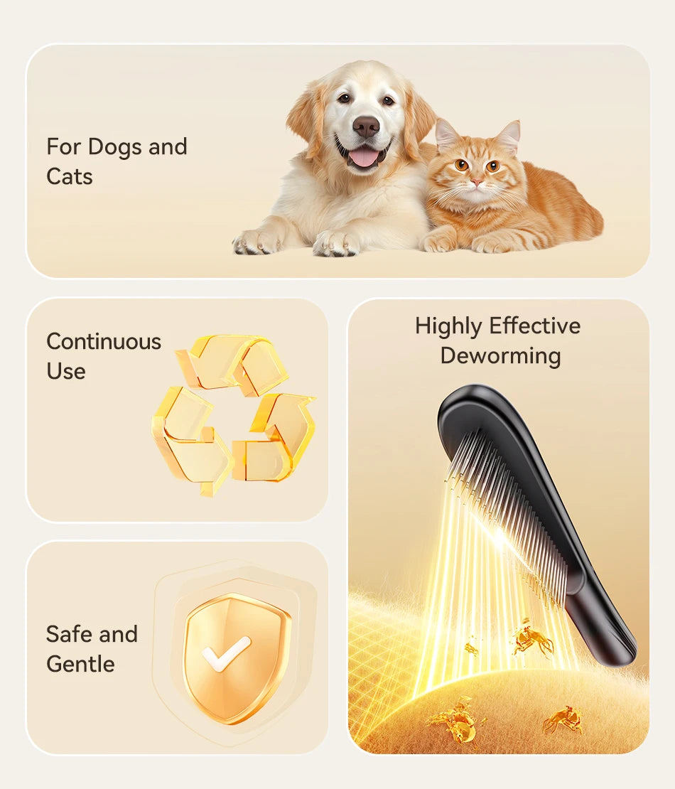 Electric Flea Comb - Waterproof Anti-Lice Removal Brush for Dogs & Cats