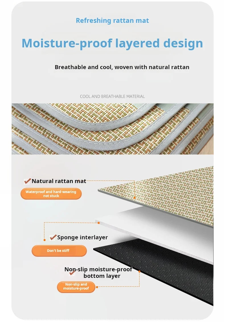 Summer Cooling Mat - Oversized Breathable Bamboo Rattan Pet Mat