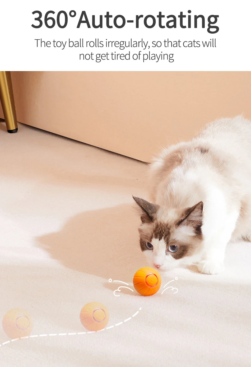 Smart Automatic Bouncing Cat Ball - Interactive LED Self-Moving Pet Toy