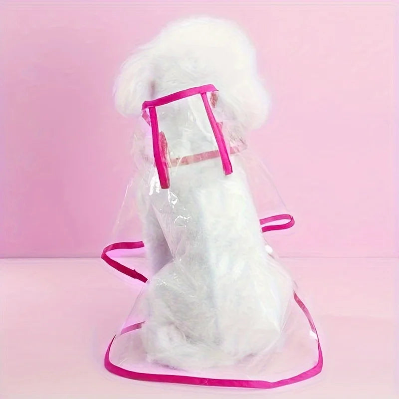 Clear Transparent Pet Raincoat with Hood - Waterproof Poncho for Small Dogs & Cats