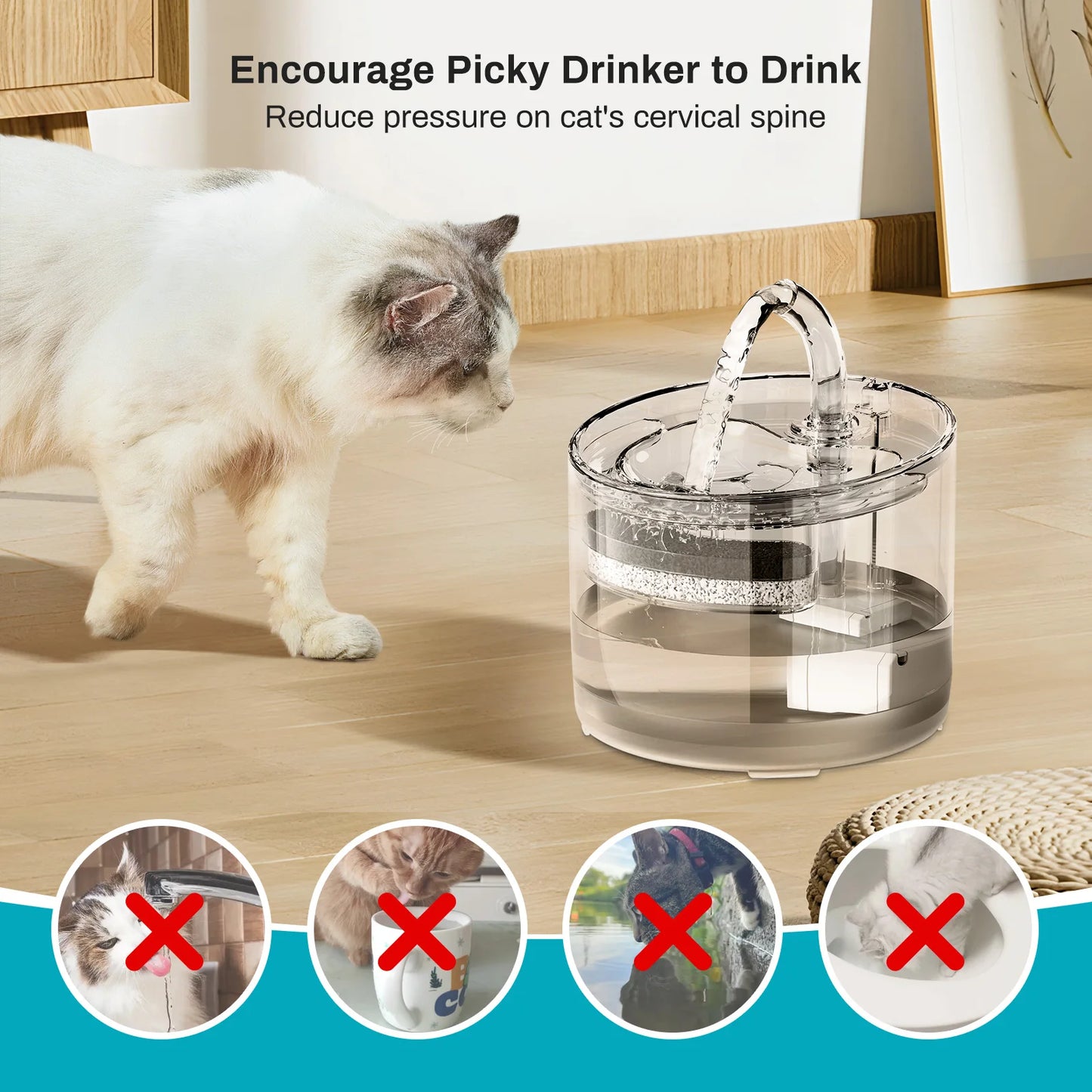 2.2L Silent Pet Water Fountain with Visible Filtration - Automatic Dispenser for Cats & Dogs