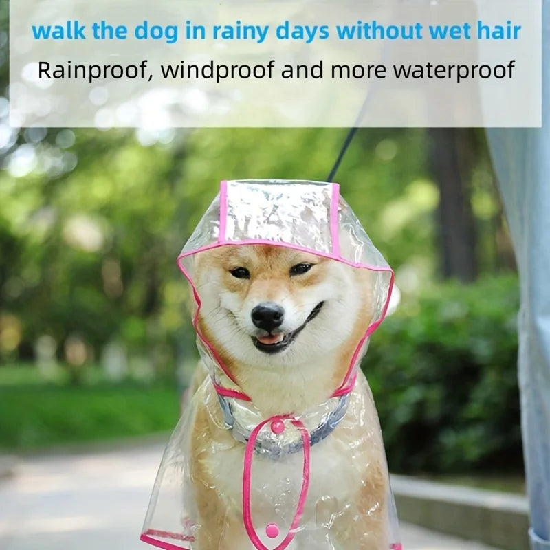 Clear Transparent Pet Raincoat with Hood - Waterproof Poncho for Small Dogs & Cats